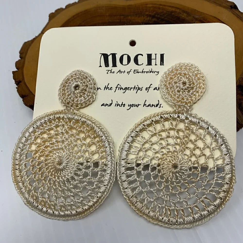 Mochi Earrings Crochet Hoop Pierced Dreamcatcher Boho
